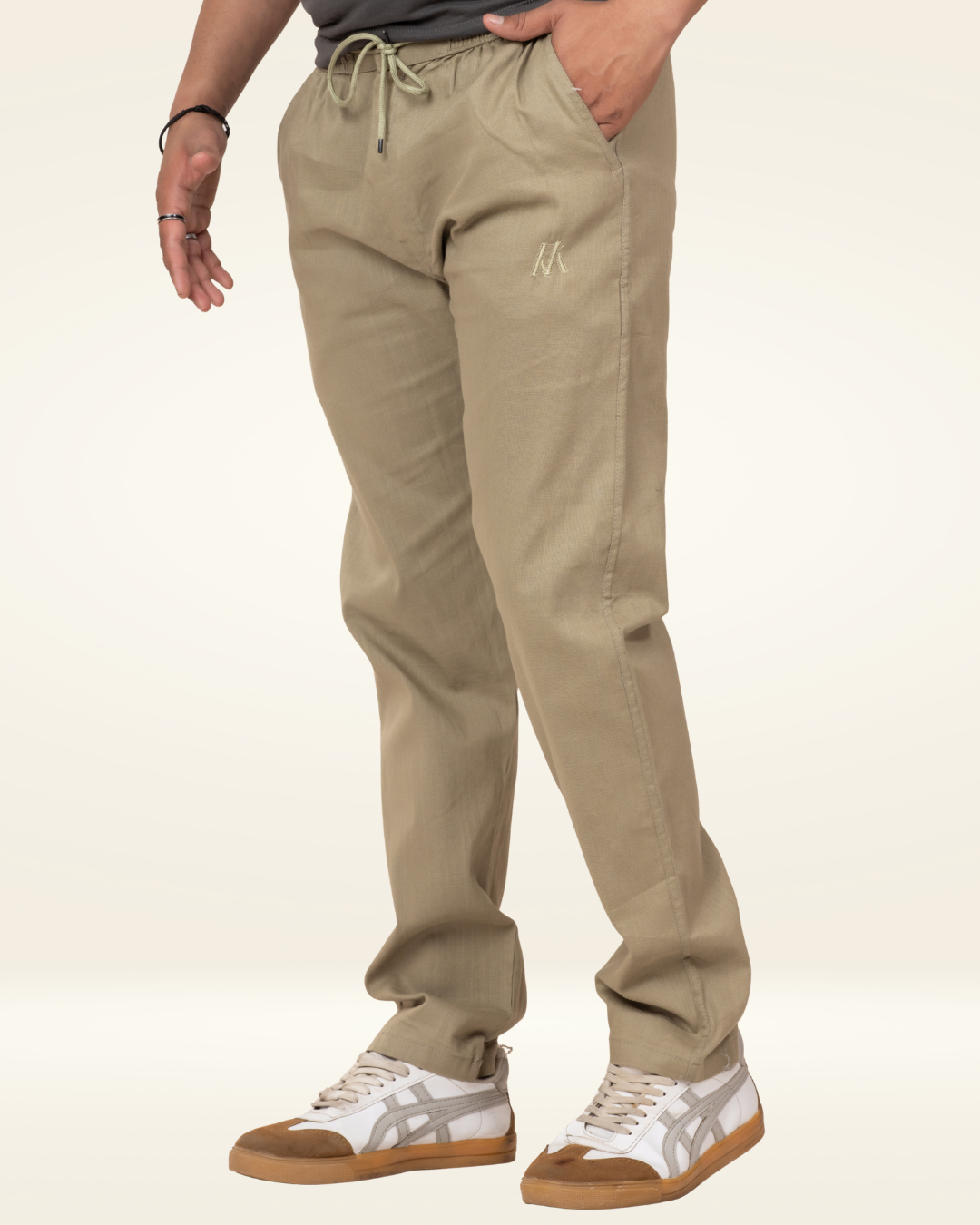 Men’s Premium Linen Straight-Fit Pants – Khaki