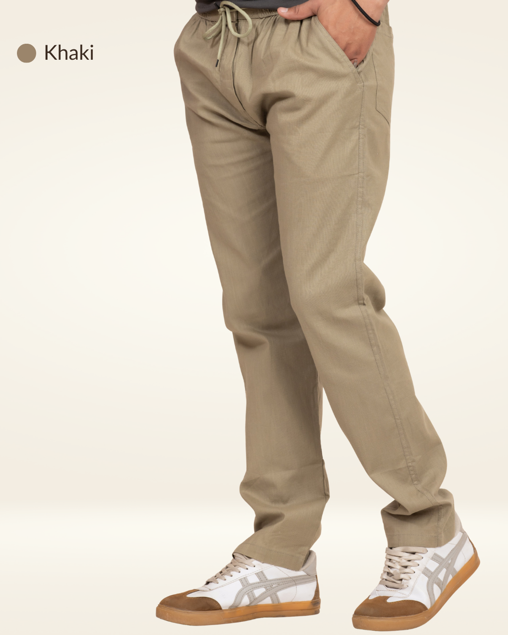 Men’s Premium Linen Straight-Fit Pants – Khaki