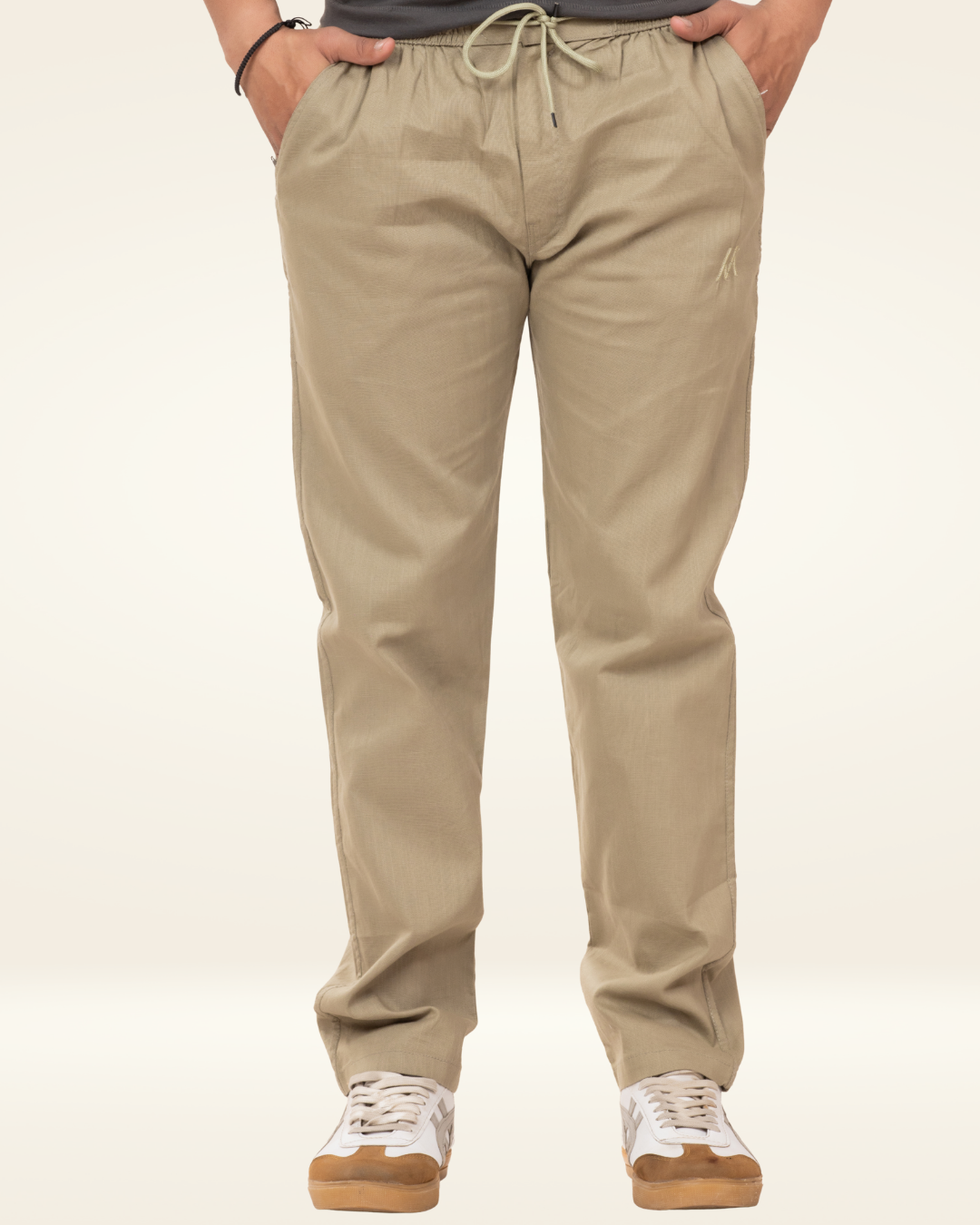 Men’s Premium Linen Straight-Fit Pants – Khaki