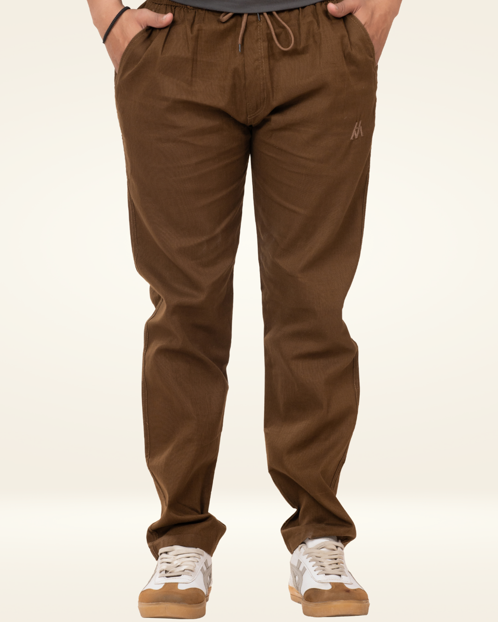 Men’s Premium Linen Straight-Fit Pants – Coffee Brown
