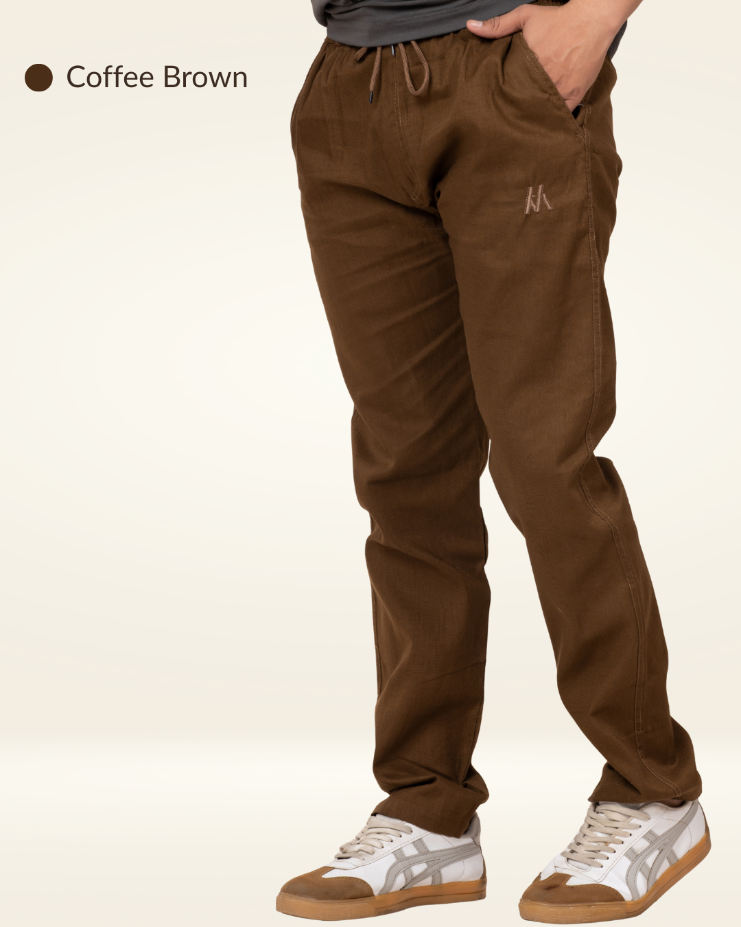 Men’s Premium Linen Straight-Fit Pants – Coffee Brown