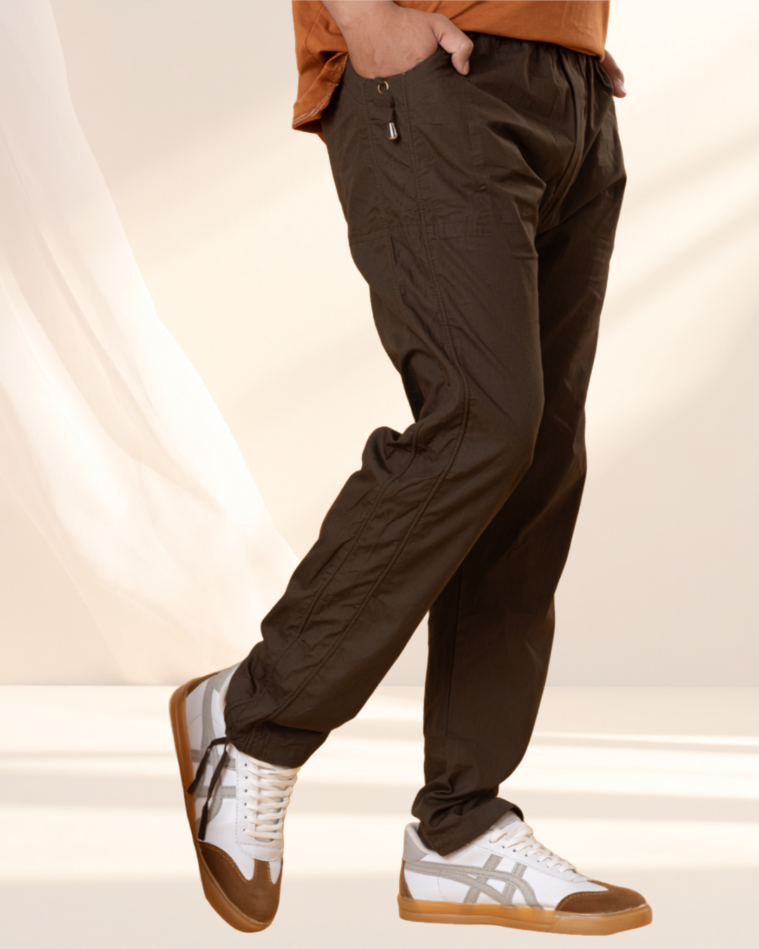 Brown Utility Cargo Jogger Pants