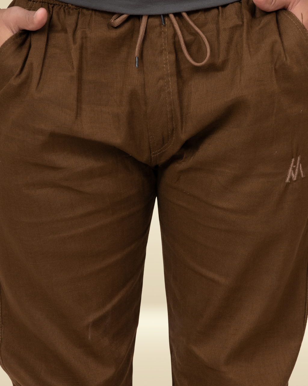 Men’s Premium Linen Straight-Fit Pants – Coffee Brown