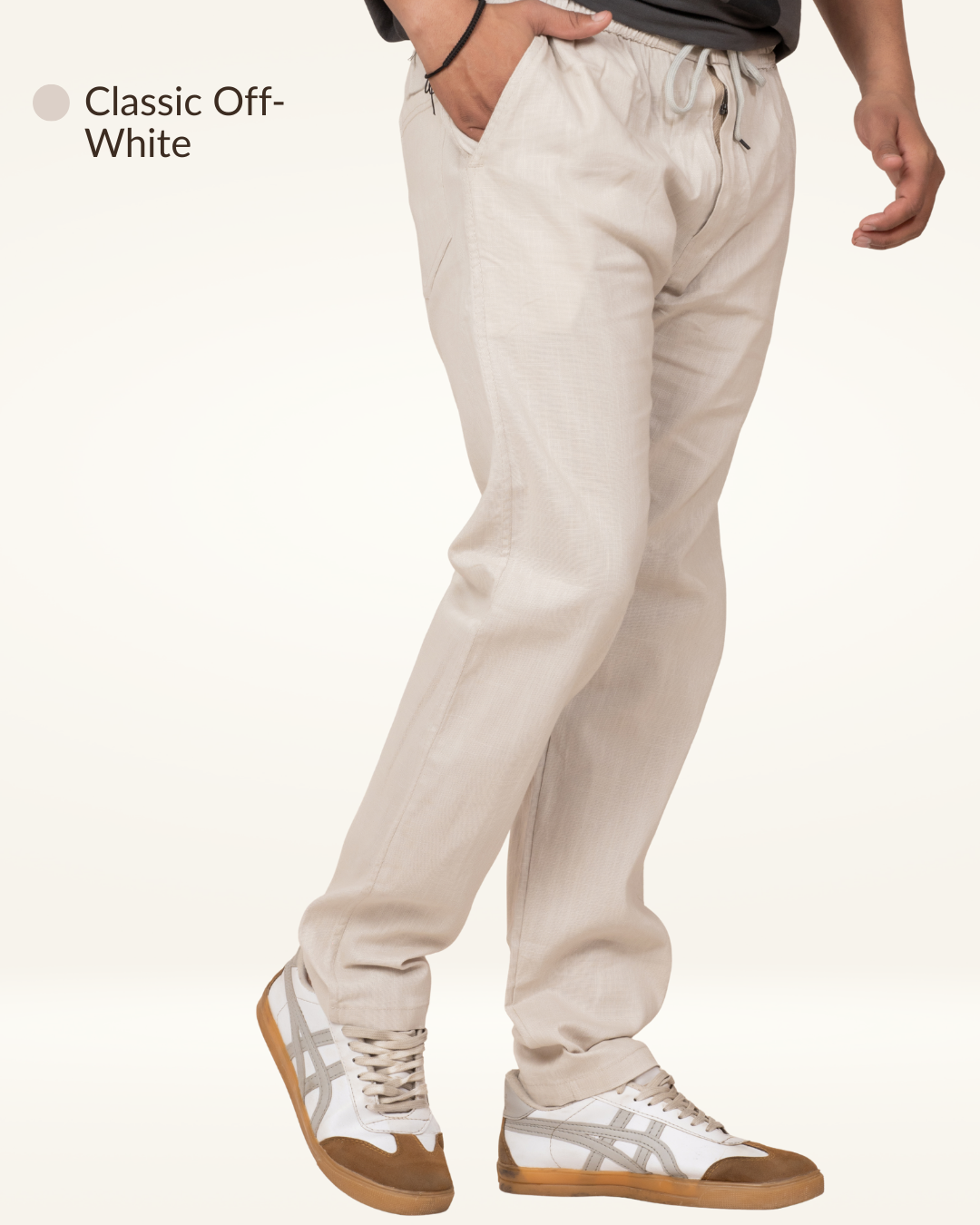 Men’s Premium Linen Straight-Fit Pants – Classic Off-White
