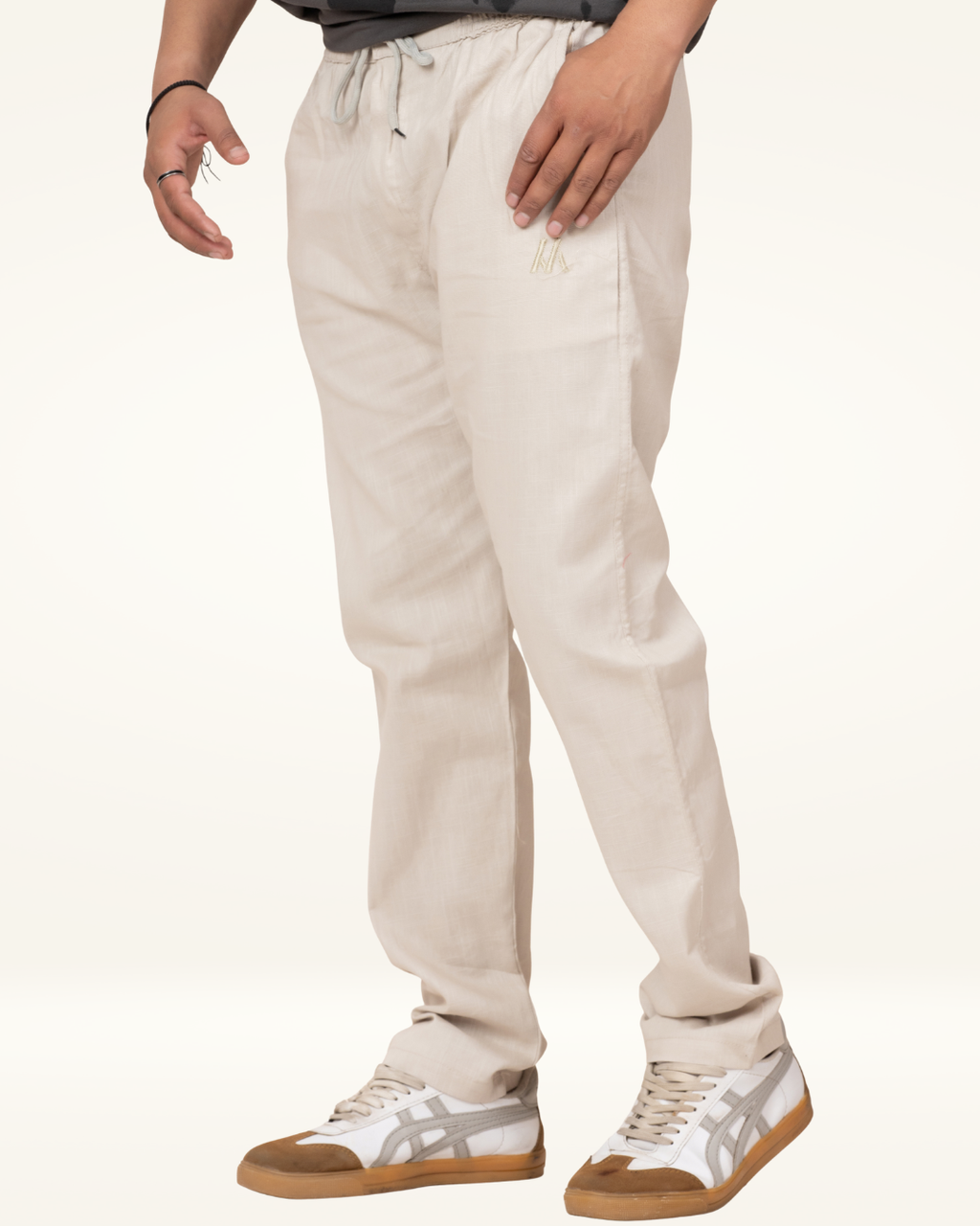 Men’s Premium Linen Straight-Fit Pants – Classic Off-White