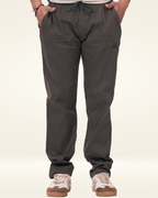 Men’s Premium Linen Straight-Fit Pants – Dark Charcoal