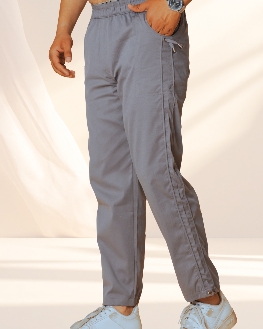 Grey Utility Cargo Jogger Pants