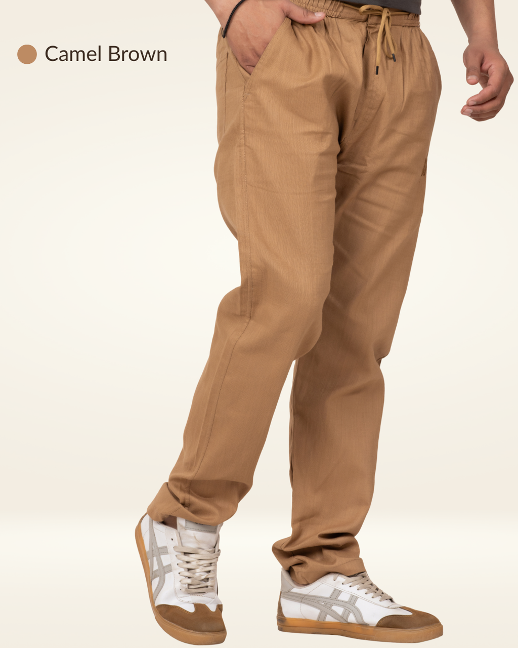 Men’s Premium Cotton Comfort-Fit Jogger Pants – Camel Brown