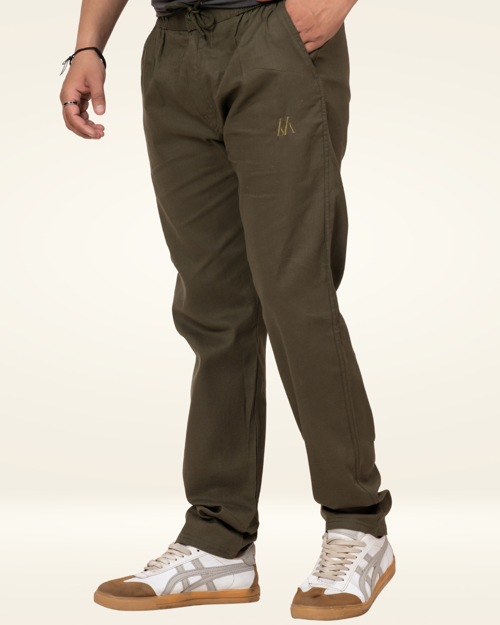 Men’s Premium Cotton Straight-Fit Pants – Olive Green