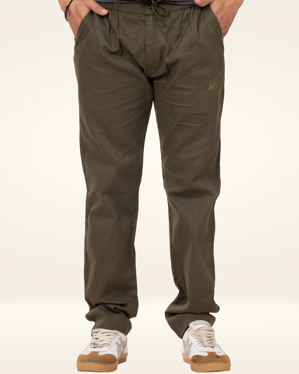Men’s Premium Cotton Straight-Fit Pants – Olive Green
