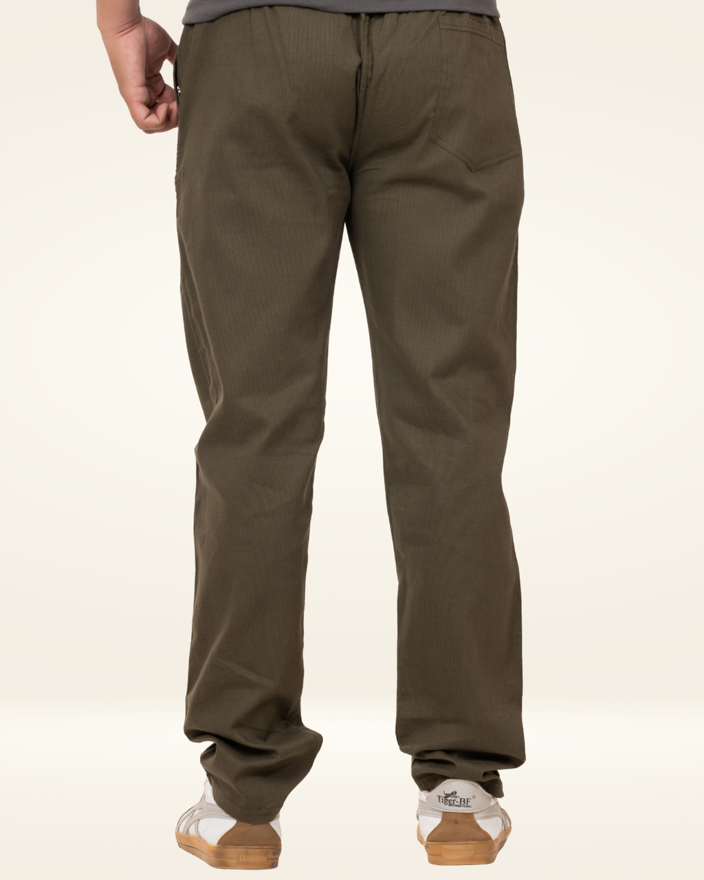 Men’s Premium Cotton Straight-Fit Pants – Olive Green
