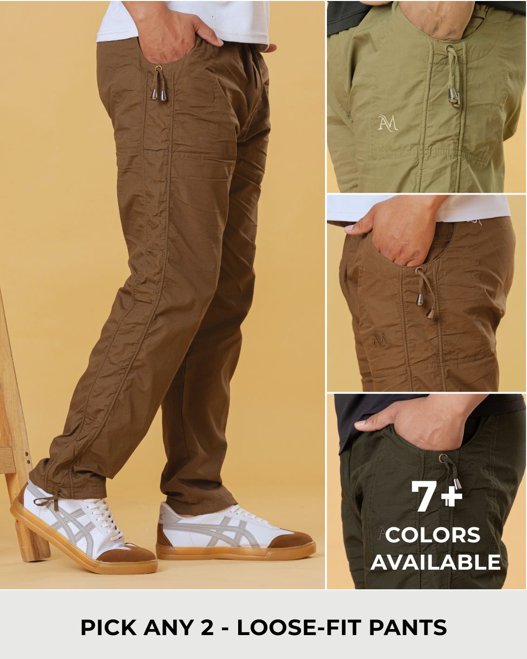 Pick Any 2 Loose-Fit Cotton Pants Combo